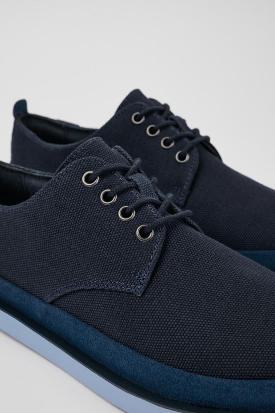 Camper Blucher Da Uomo In Tessuto/Nabuk Blu | Sneaker