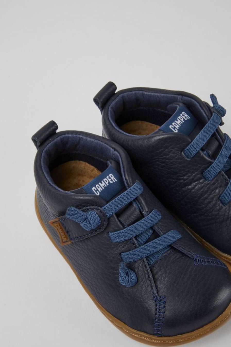 Camper Scarpa Da Bambini In Pelle Blu Marino | Velcri