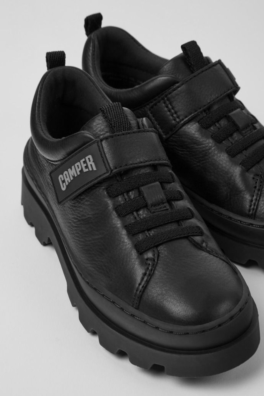 Camper Scarpa Da Bambini In Pelle Nera | Velcri