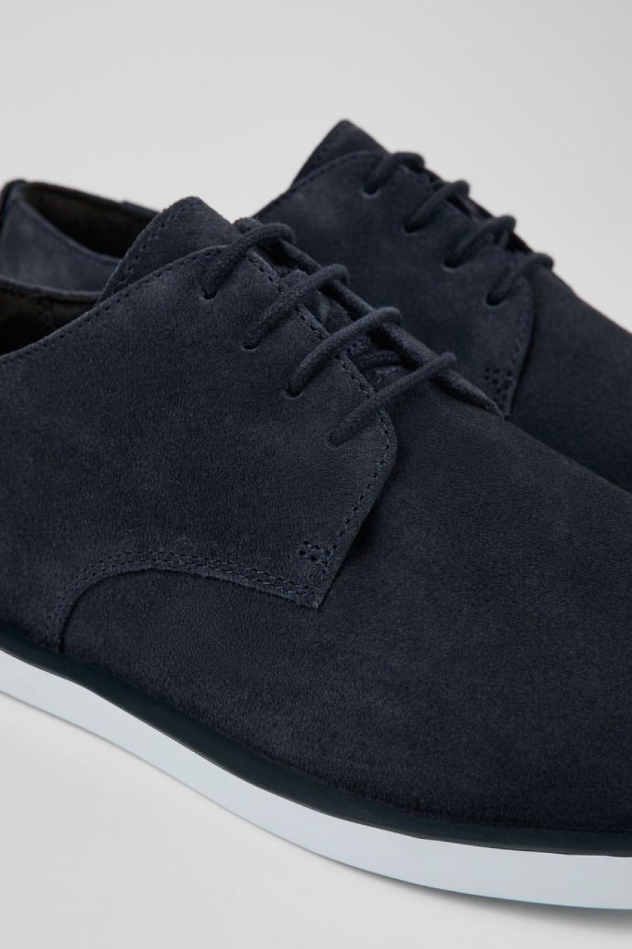 Camper Blucher Da Uomo In Nabuk Blu | Sneaker