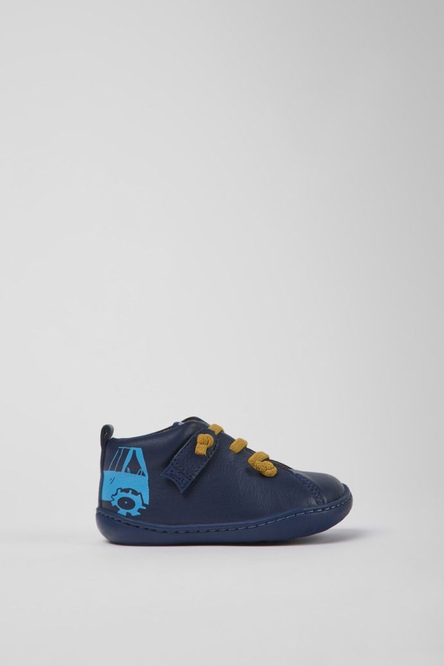 Camper Scarpa Da Bambini In Pelle Blu Scuro | Velcri