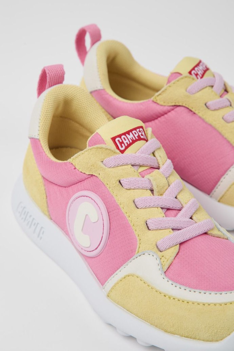 Camper Sneaker Per Bambini In Tessuto Gialla E Rosa | Sneaker