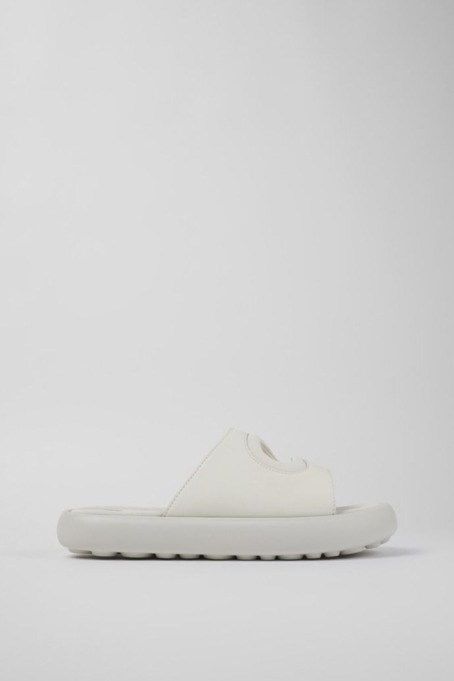 Camper Ciabatta Da Uomo In Pelle/Tessuto Bianca | Sneaker