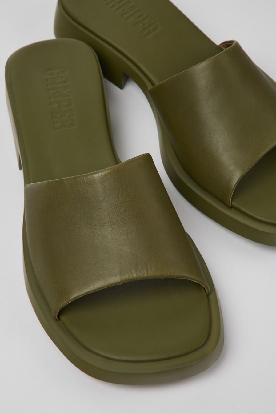 Camper Ciabatta Da Donna In Pelle Verde | Sandali