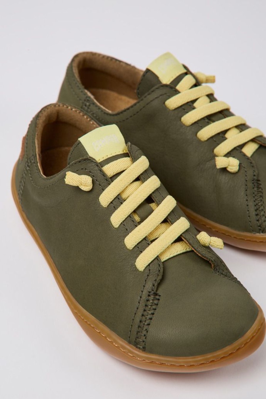 Camper Scarpa Per Bambini In Pelle Verde | Stringate