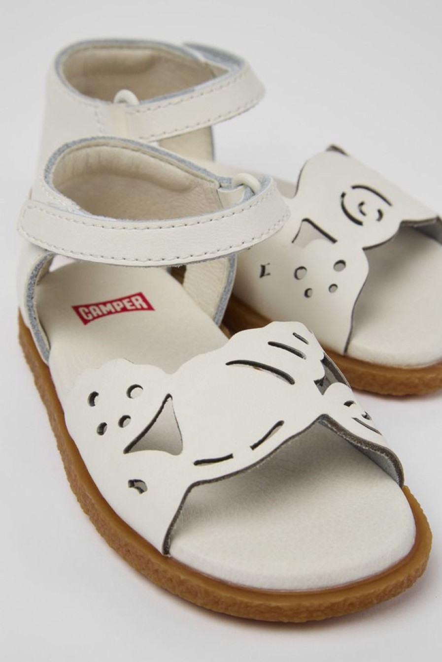 Camper Sandalo Con Due Cinturini In Pelle Bianco | Sandali