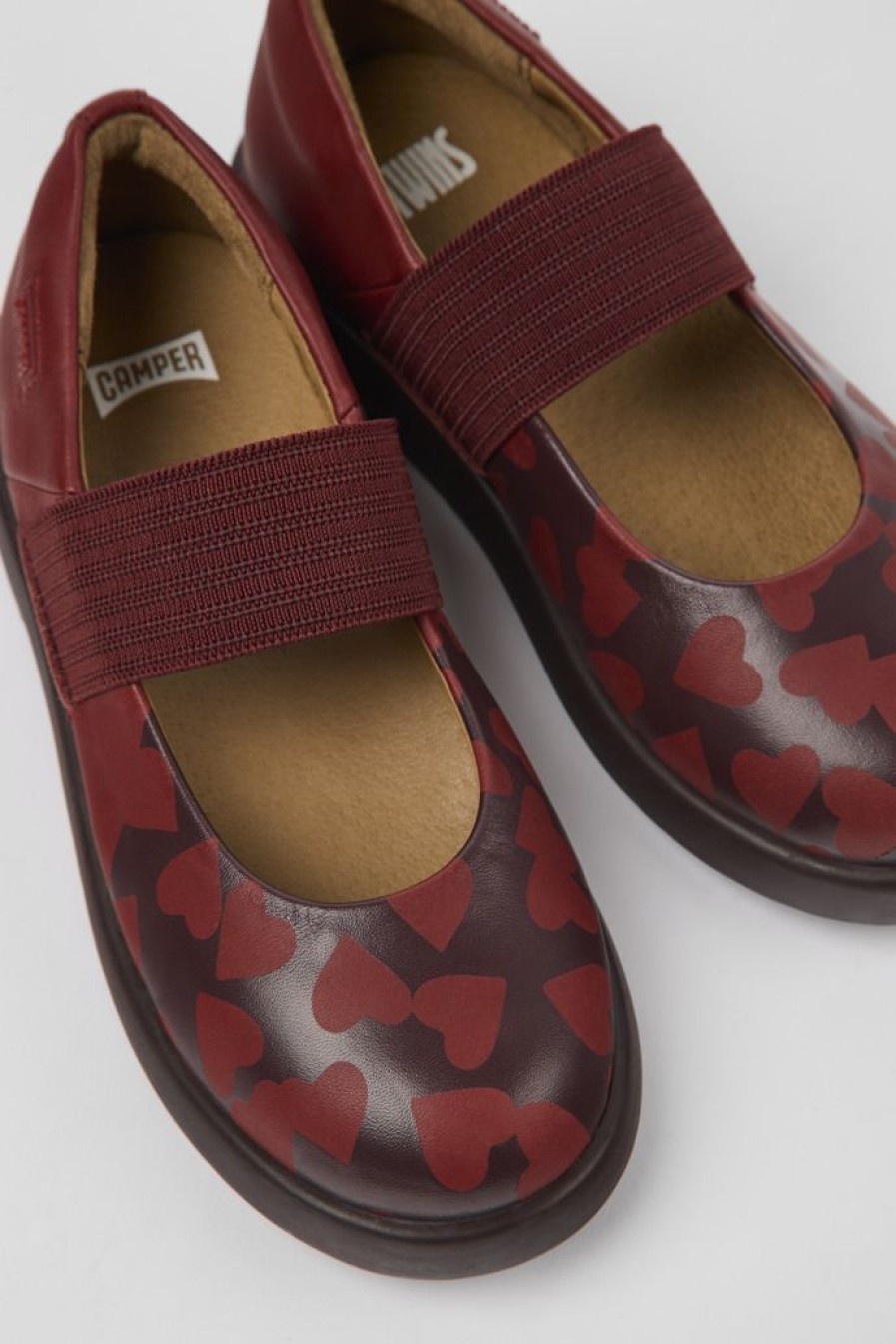 Camper Mary Jane Da Bambini In Pelle Bordeaux | Ballerine