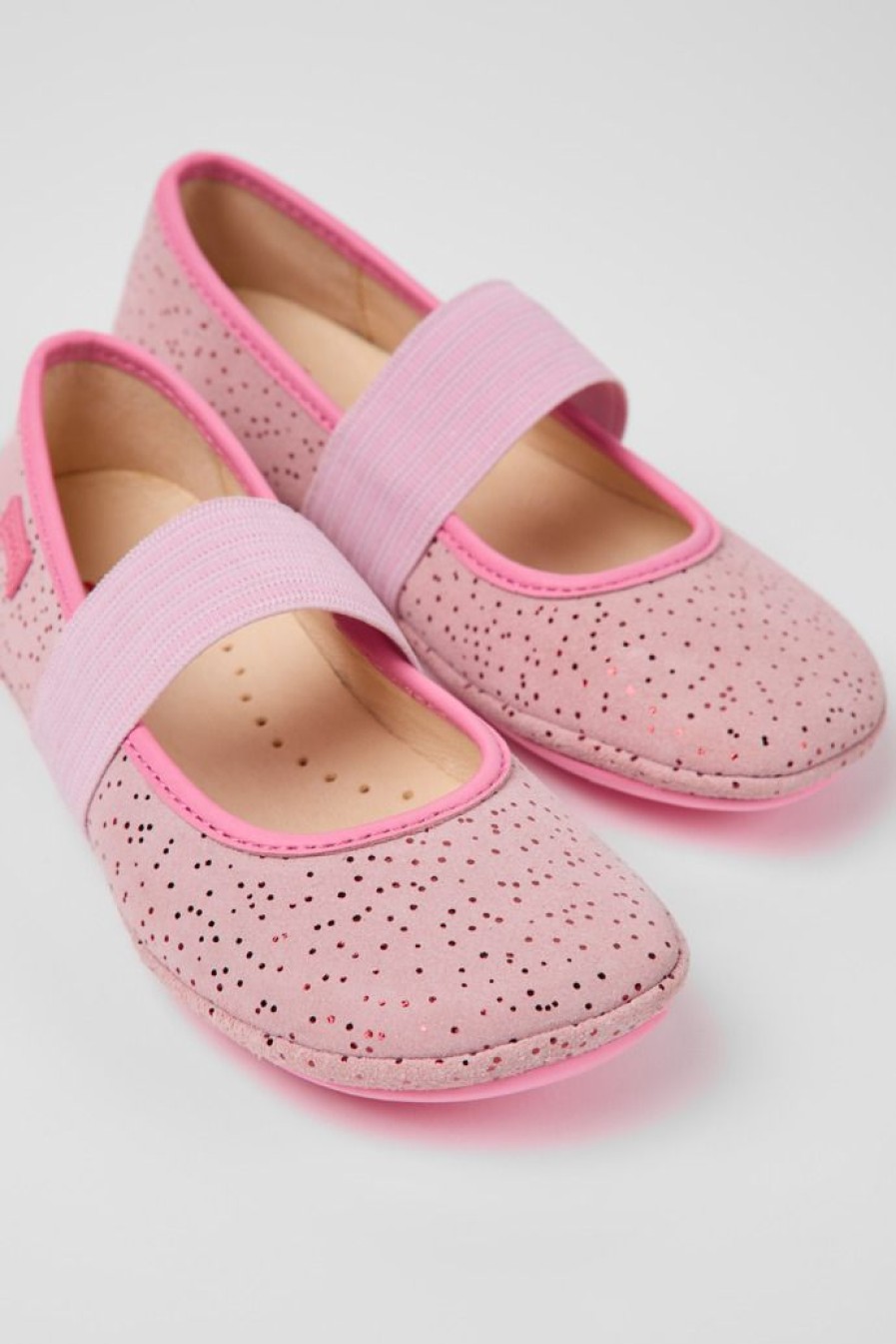 Camper Ballerina Per Bambini In Nabuk Rosa | Ballerine