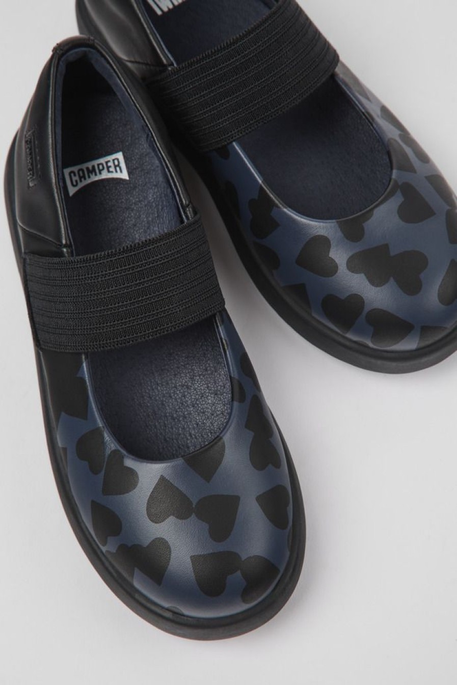 Camper Mary Jane Da Bambini In Pelle Nera | Ballerine