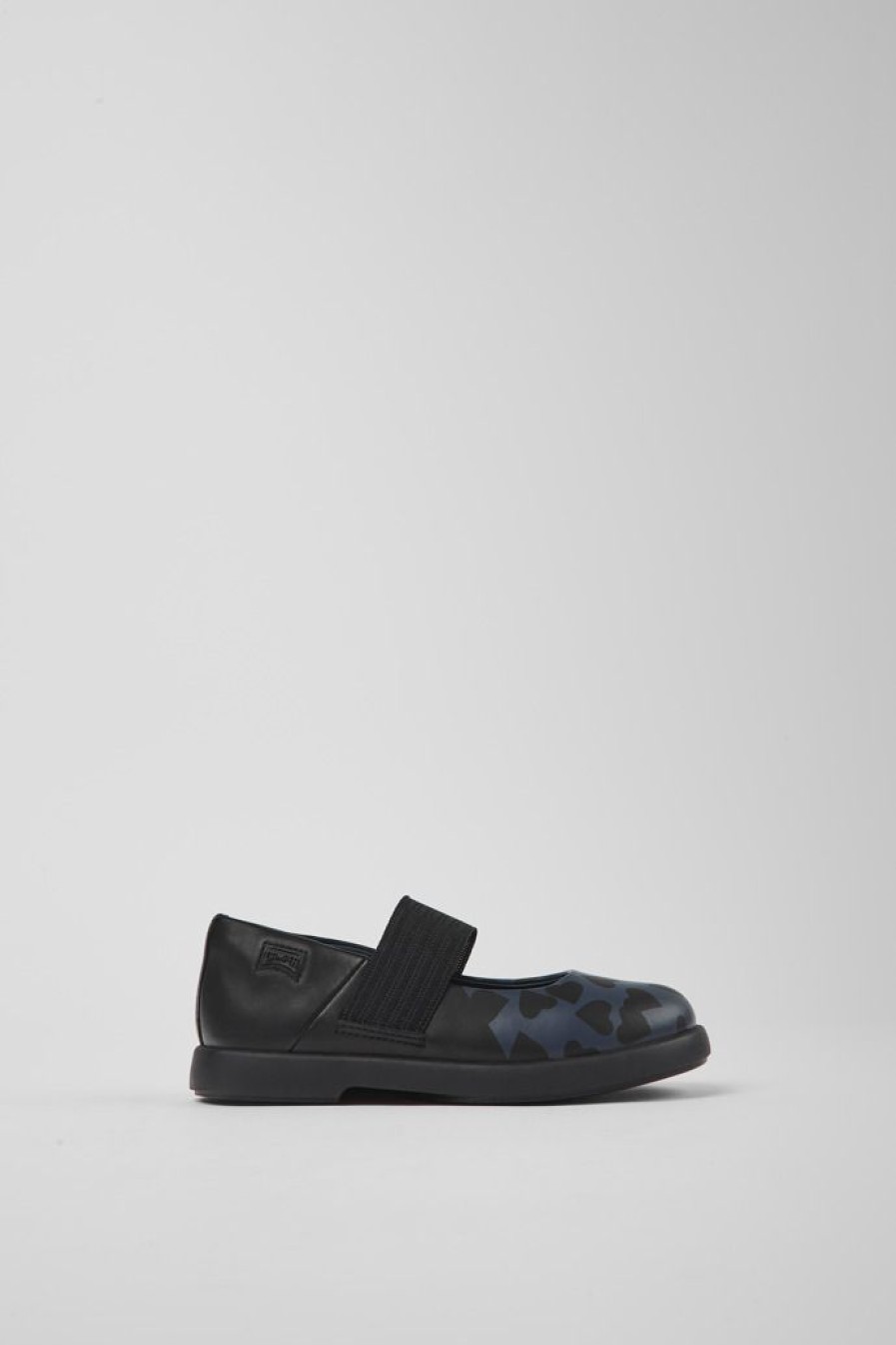 Camper Mary Jane Da Bambini In Pelle Nera | Ballerine