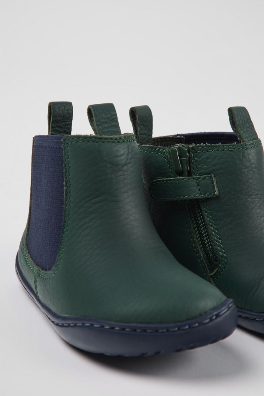 Camper Sandalo Da Bambini In Pelle Verde E Blu | Stivali