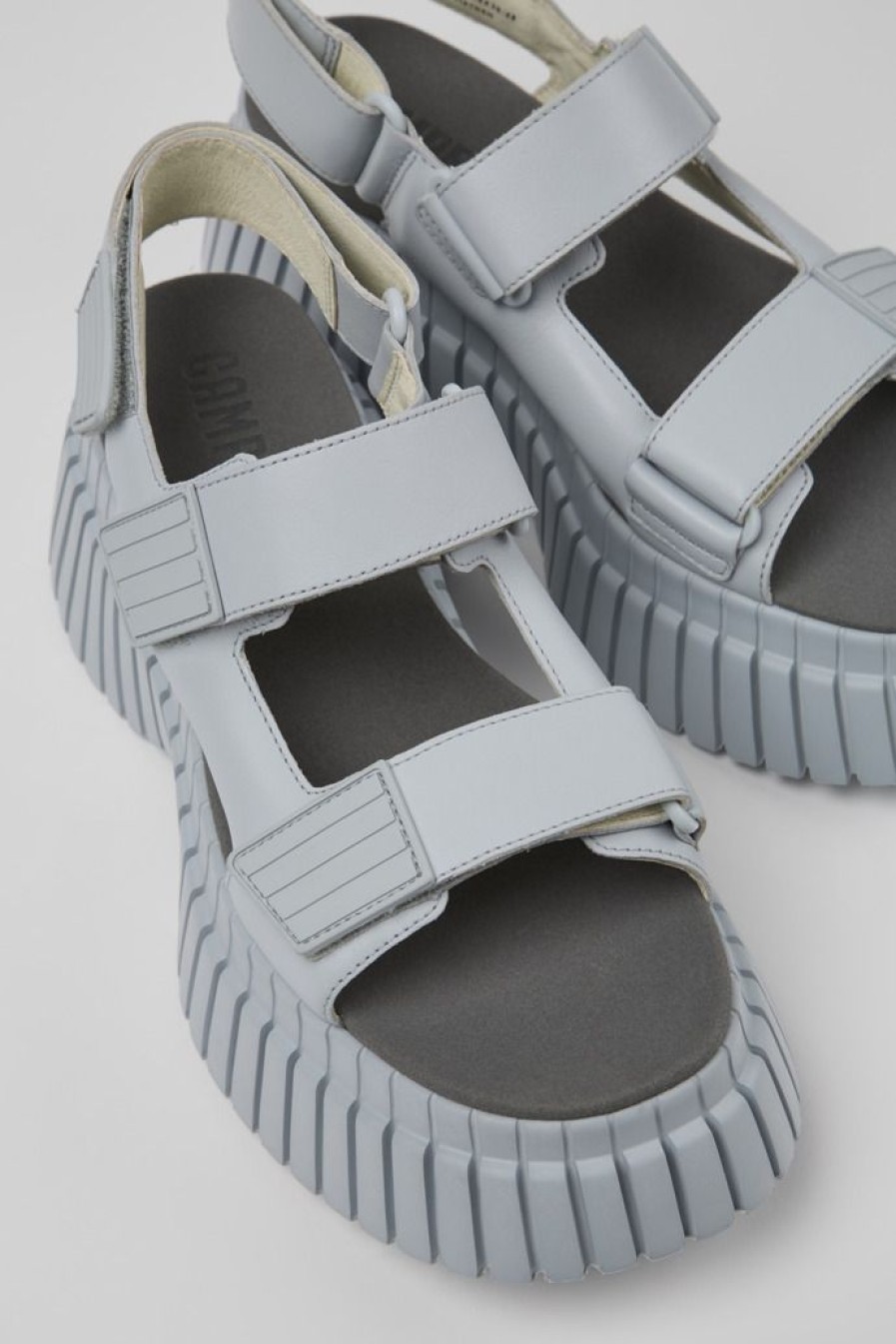 Camper Sandalo Da Donna Con Due Cinturini In Pelle Grigio | Sandali