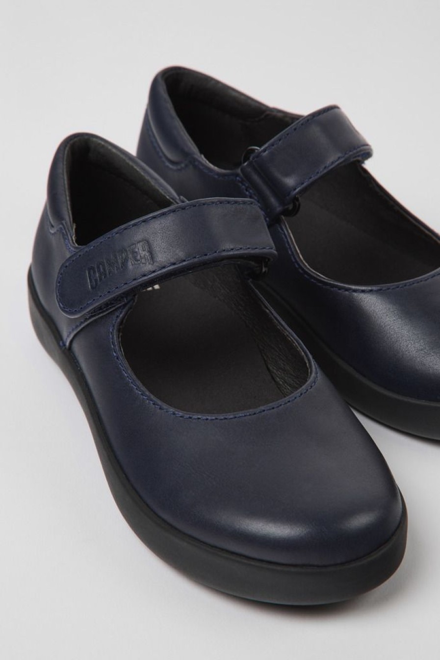 Camper Scarpa Da Bambini In Pelle Blu Marino | Ballerine