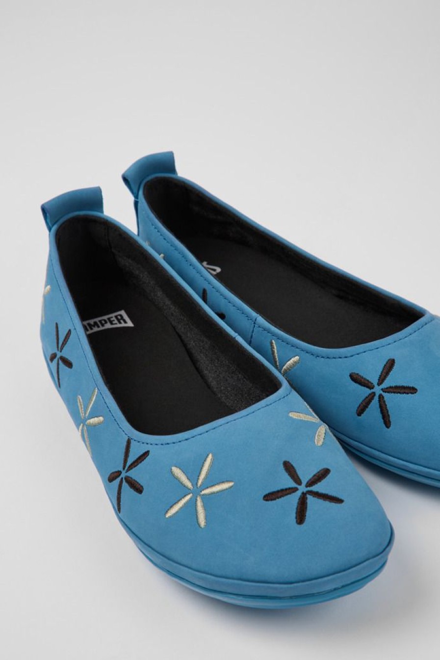 Camper Ballerina Da Donna In Nabuk Blu | Sandali