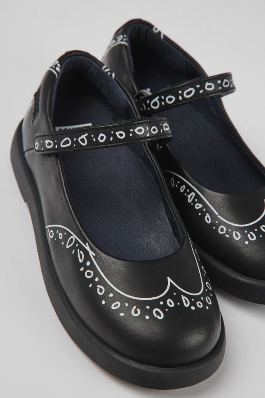 Camper Mary Jane Da Bambini In Pelle Nera | Ballerine