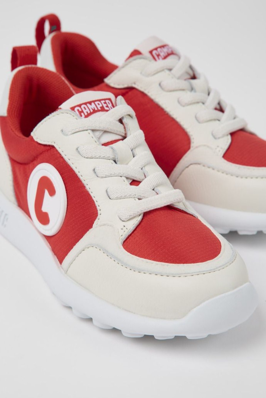 Camper Sneaker Per Bambini In Tessuto Rossa E Bianca | Sneaker