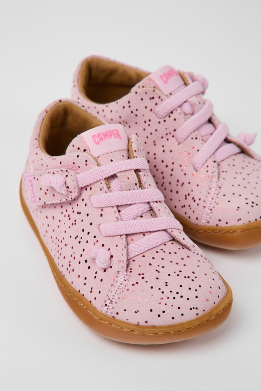 Camper Scarpa Per Bambini In Nabuk Rosa | Velcri