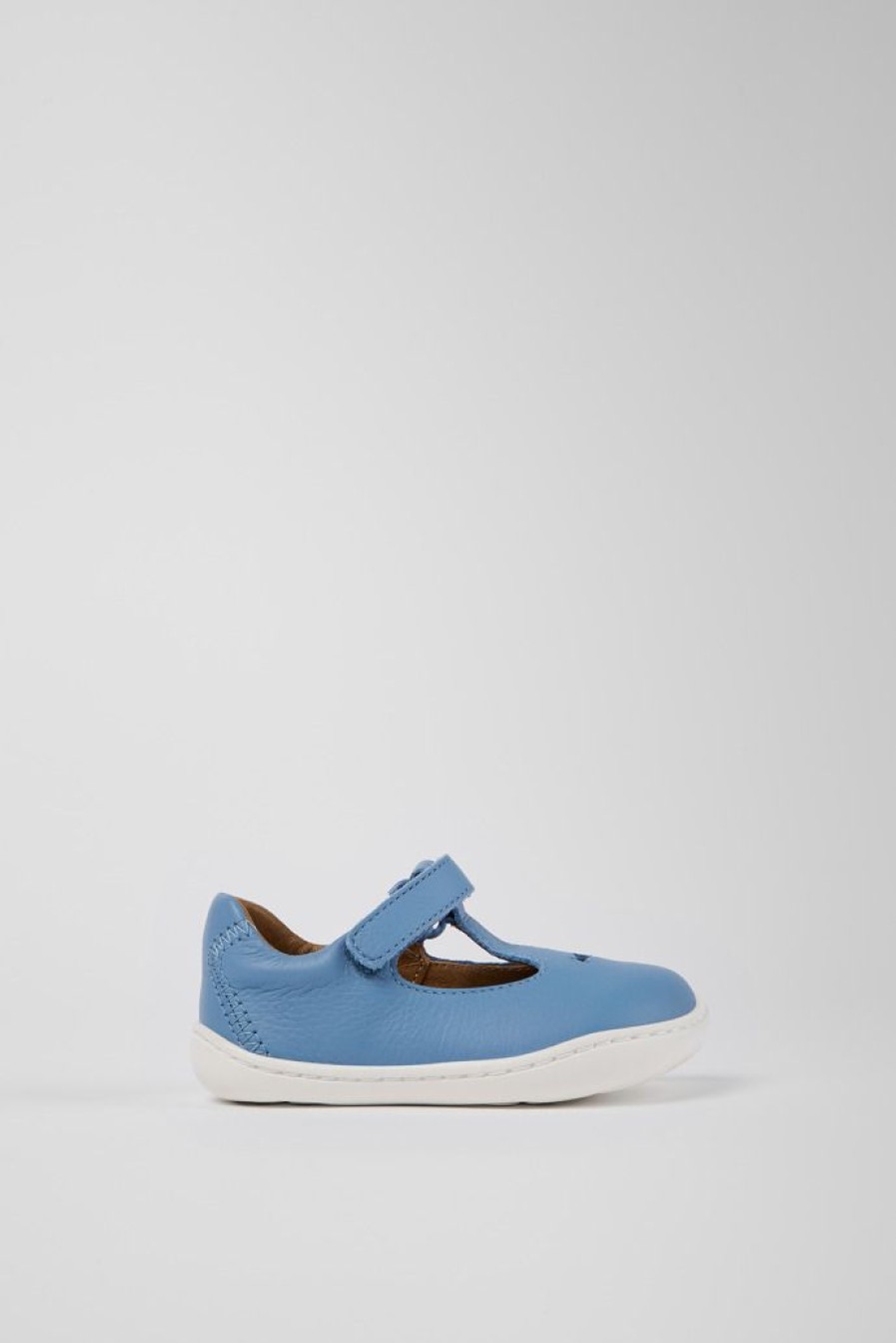 Camper Scarpa Con Cinturino A T In Pelle Blu | Velcri