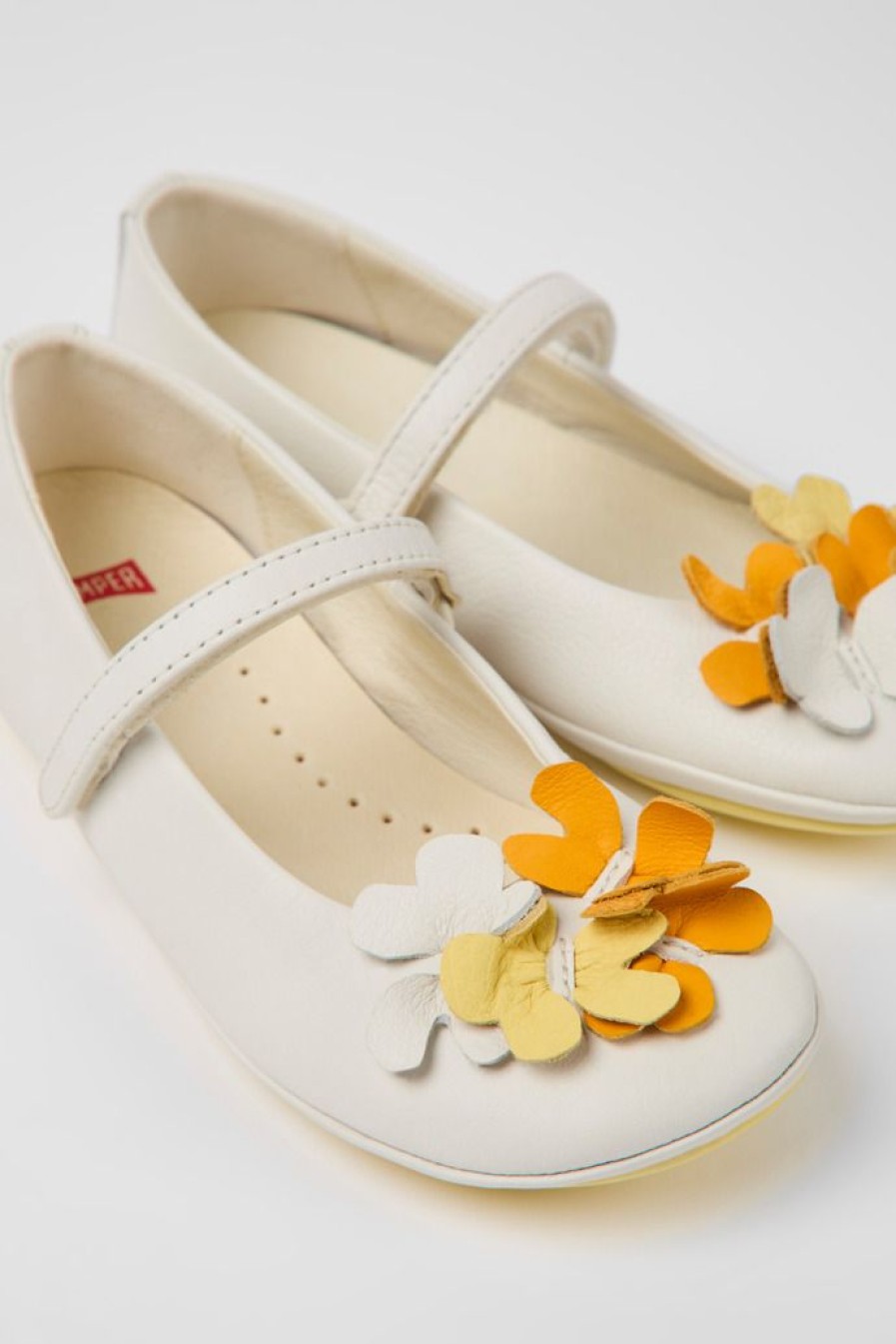 Camper Ballerina Per Bambini In Pelle Bianca | Ballerine