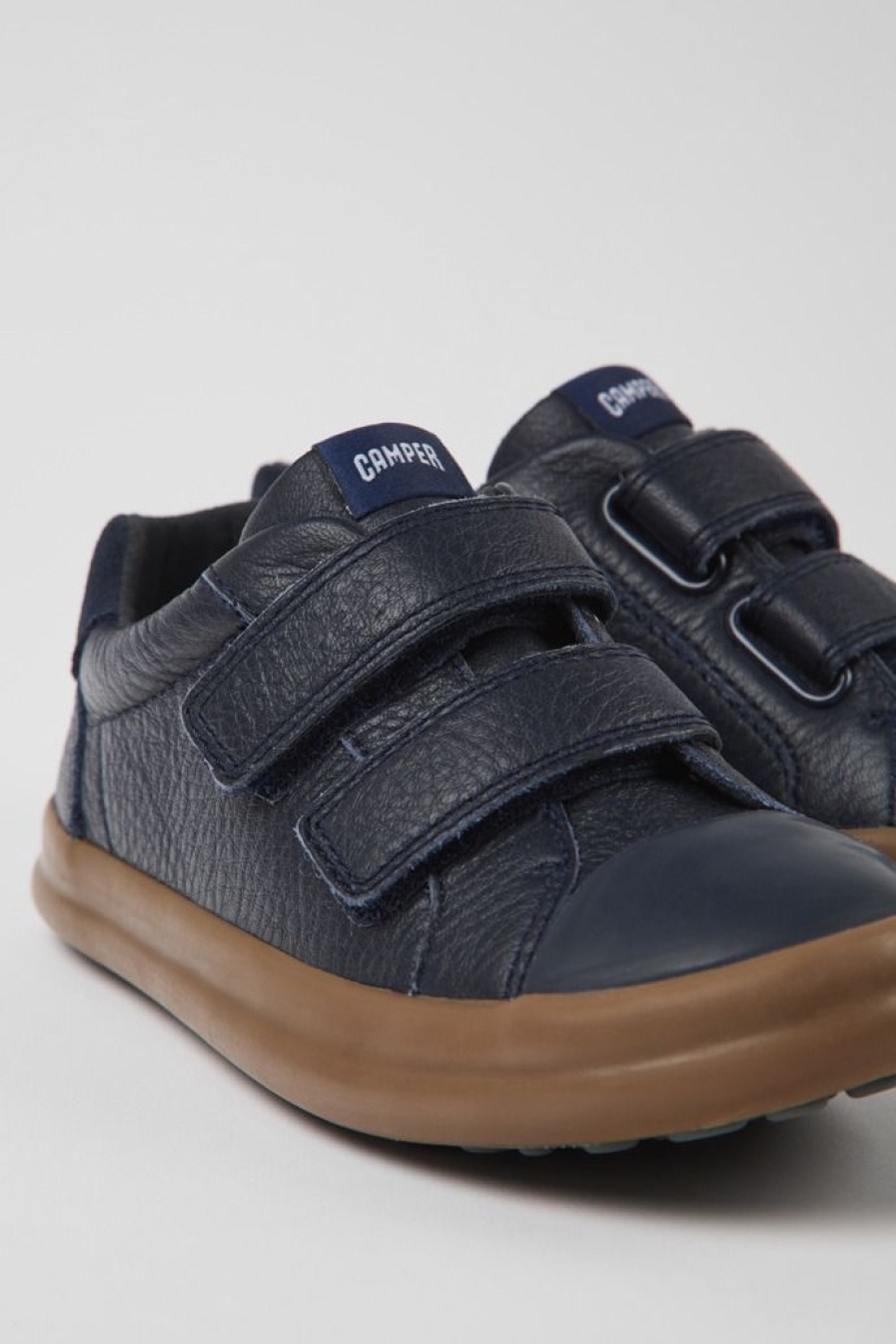 Camper Sneaker Da Bambini In Nabuk E Pelle Blu | Sneaker