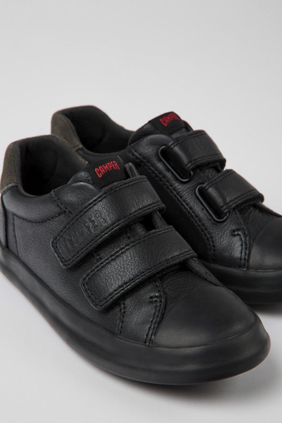 Camper Sneaker Da Bambini In Nabuk E Pelle Nera | Sneaker